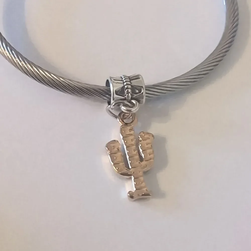 Green and Red‎ Cactus Dangle Charm for Pandora Style Bracelet